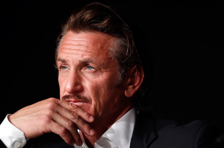 Sean Penn attends a news conference about Haiti on Friday in Cannes, France.