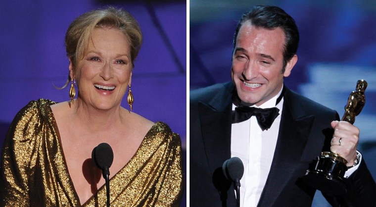 Meryl Streep and Jean Dujardin claimed top acting Oscars at the Academy Awards.