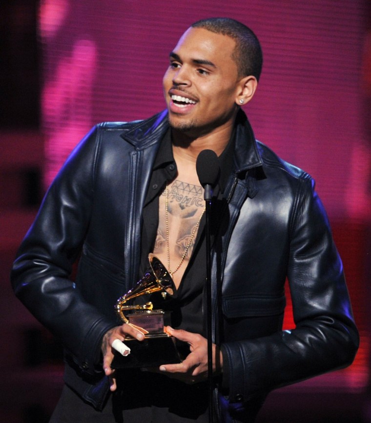 Chris Brown accepts the award for Best Rap Performance onstage at the 54th Grammy Awards on Feb. 12.