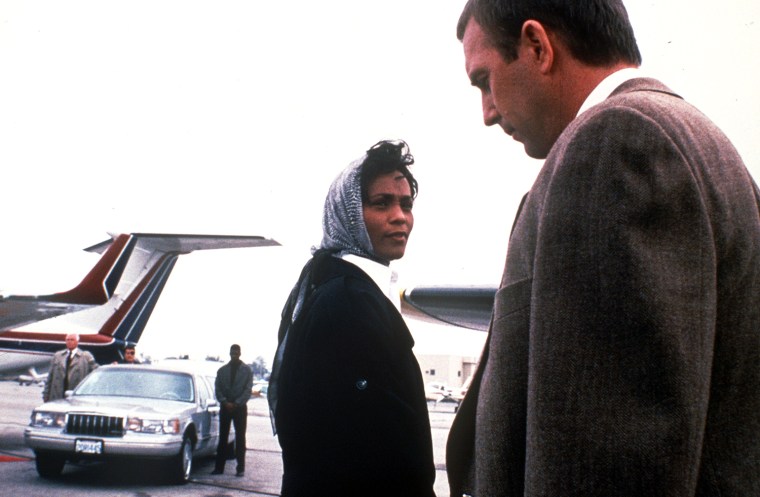 Whitney Houston and Kevin Costner in 1992's \"The Bodyguard.\"