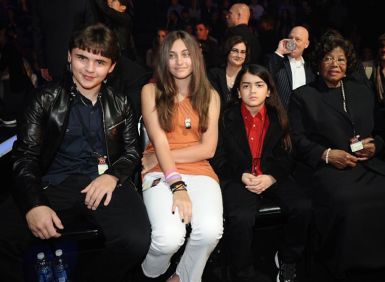 Michael Jackson's children, Prince Michael, Paris and \"Blanket,\" and the late singer's mother, Katherine Jackson, visited \"X Factor\" Wednesday night.