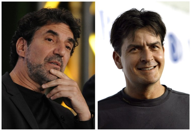 Chuck Lorre, left, poked fun at former star Charlie Sheen again in a holiday card that does not overtly mention the actor.