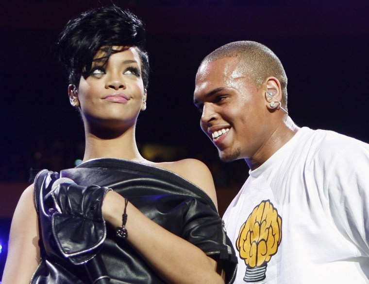 Chris Brown and Rihanna perform in New York on Dec. 13, 2008.