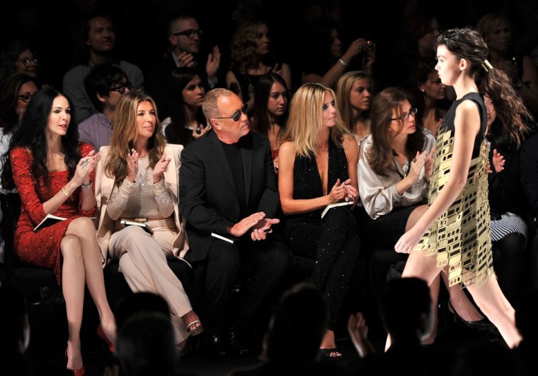 \"Project Runway\" judges Nina Garcia, Michael Kors and Heidi Klum were joined by guest judge L'Wren Scott, left, at the Project Runway Spring 2012 fashion show during Mercedes-Benz Fashion Week at The Theater at Lincoln Center on Sept. 9, in New York.