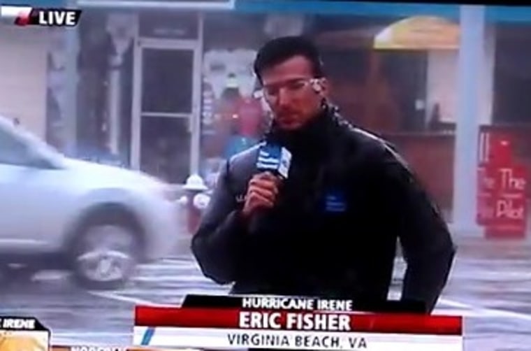 Eric Fisher reporting on location at Virginia Beach for the Weather Channel.