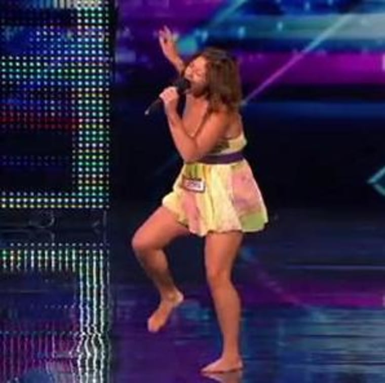 Ashley Sansone shows the judges what she can do on \"X Factor.\"