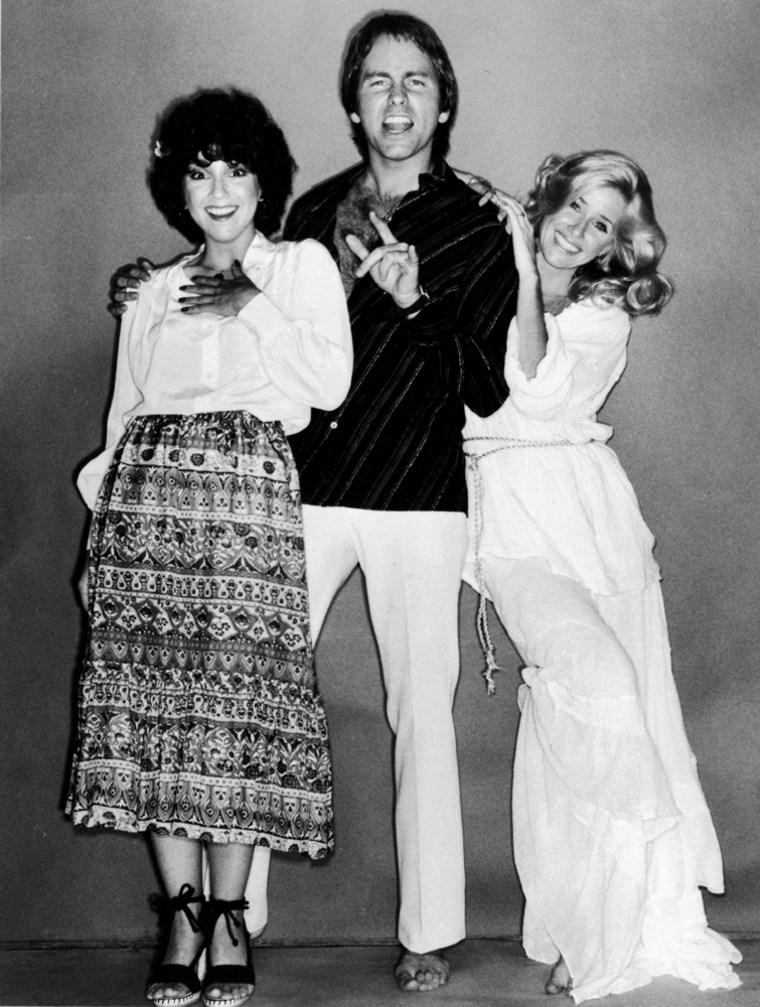 Joyce DeWitt, John Ritter and Suzanne Somers starred in \"Three's Company.\"