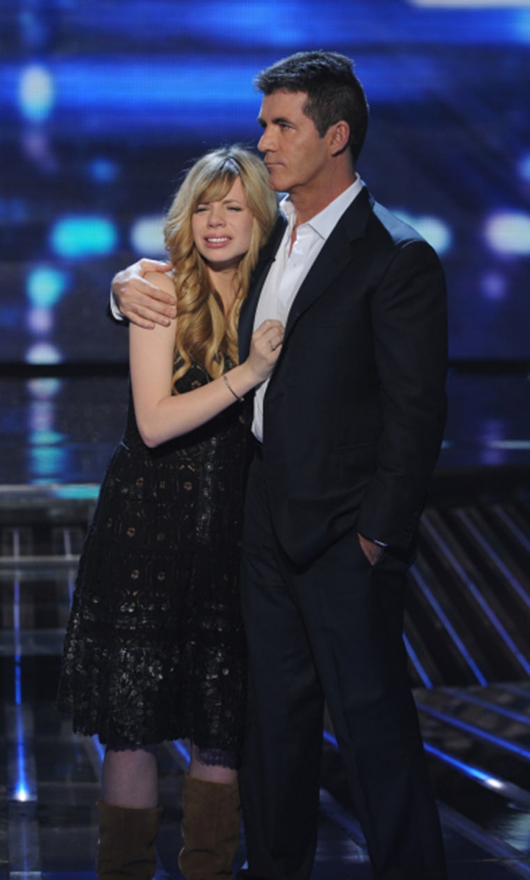Simon Cowell stood by Drew Ryniewicz following her elimination on \"X Factor.\"