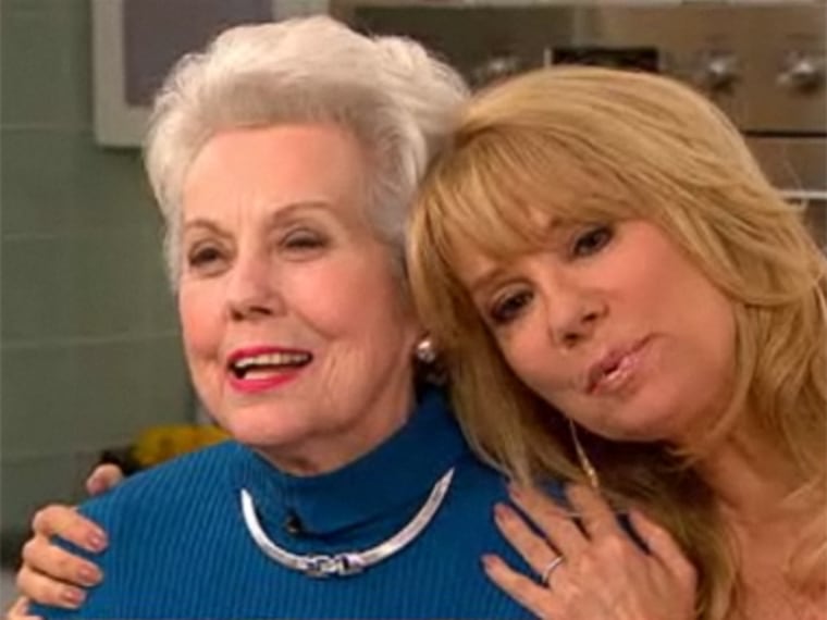 Kathie Lee embraces her mom Joan during a cooking segment on the show.