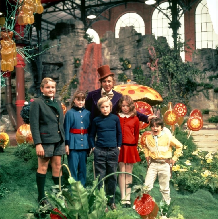 The cast of \"Willy Wonka\" will appear on TODAY. This photo features Michael Boellner, Denise Nickerson, Peter Ostrum, Julie Dawn Cole and Paris Themmen.
