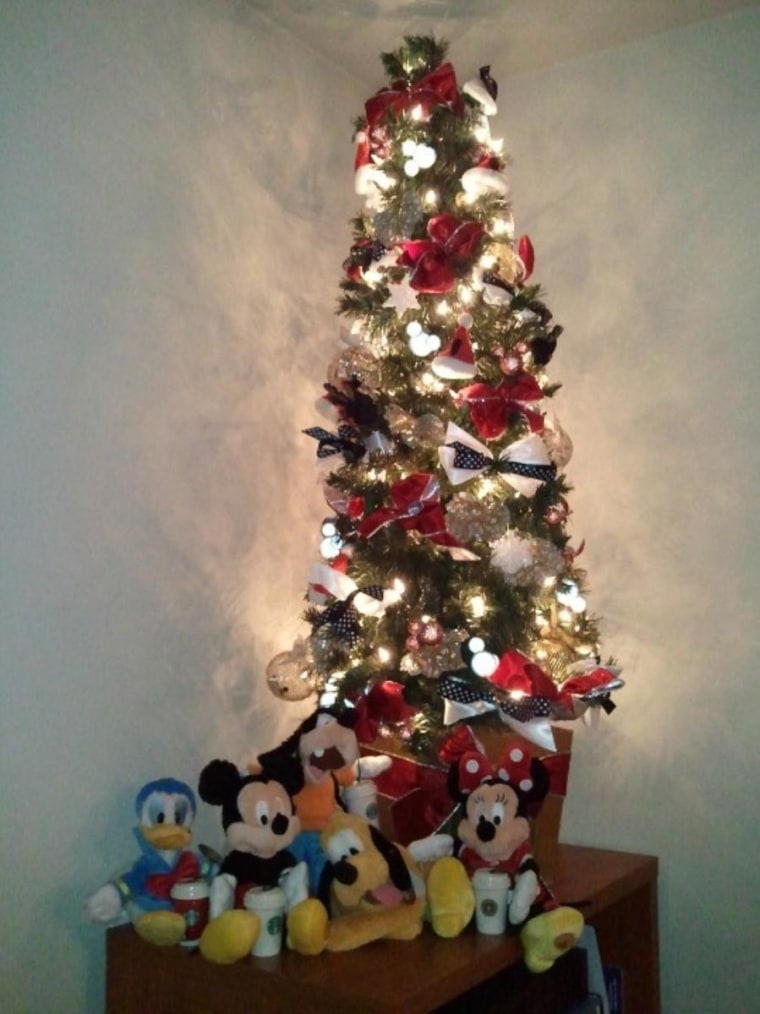 These days my tree is a pre-decorated Disney tree with the little Starbucks cup ornaments.