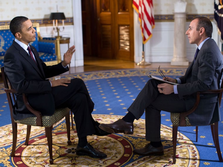 President Barack Obama interview with Matt Lauer in the White House in 2010.