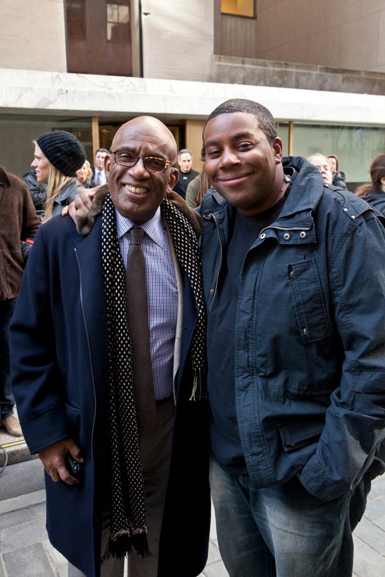 Al stands with Kenan Thompson, who sometimes portrays our affable weatherman on