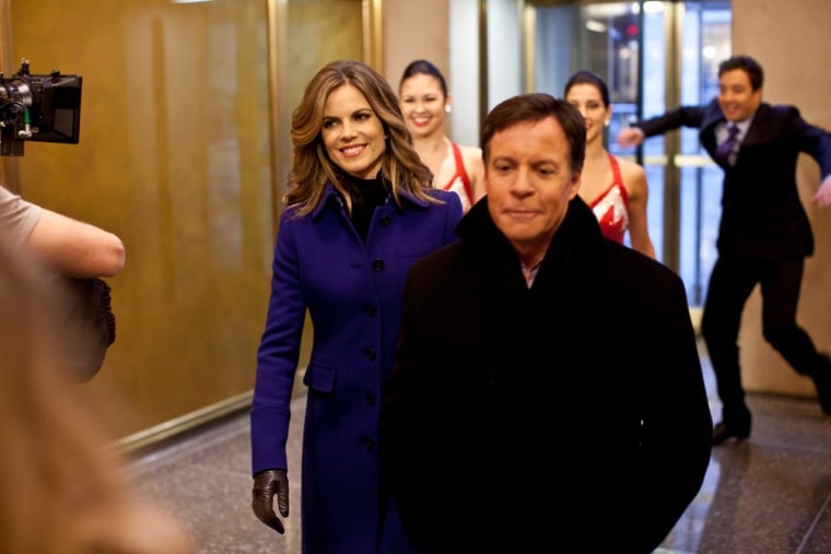 In the \"Brotherhood of Man\" ad, Bob Costas, Natalie Morales and Jimmy Fallon walk into 30 Rockefeller Center after the song has ended.
