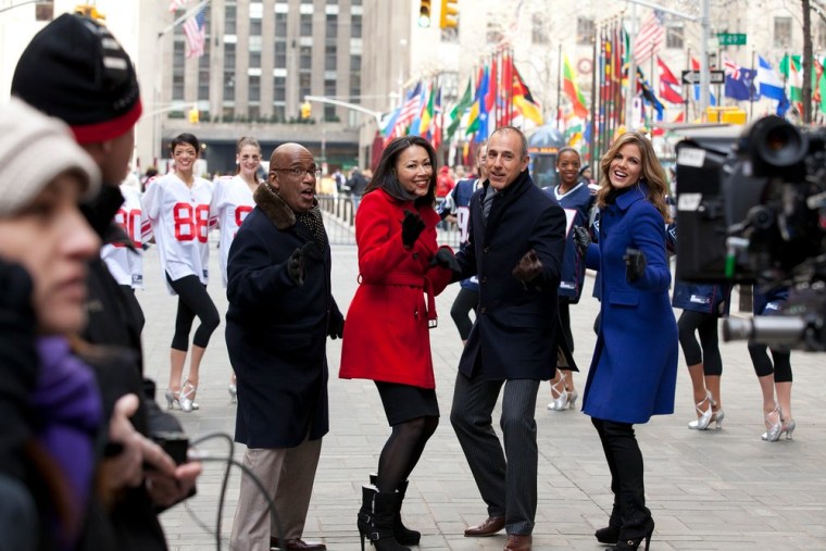 Al, Ann, Matt and Natalie star in the \"Brotherhood of Man\" commercial featuring more than 100 NBC talent.