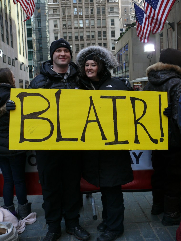 Trace and Becky from Oklahoma City, Oklahoma try to grab the attention of their friend Blair who tuned in TODAY.