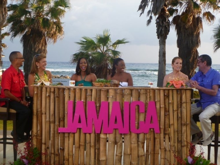 KLG and Hoda co-hosting with the hosts of \"Smile Jamaica.\"