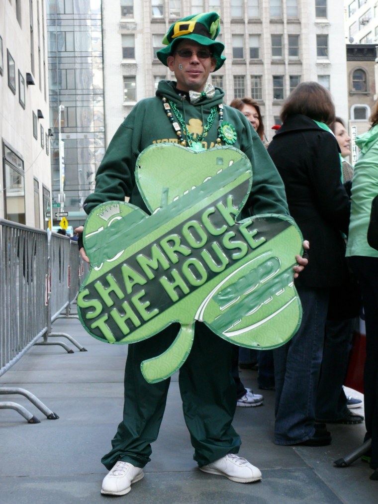 Vincent Madden from Brooklyn, New York \"shamrocks\" the house.