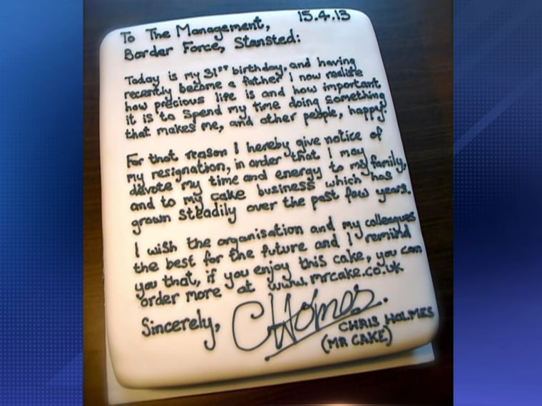 Man quits job with 'resignation cake'