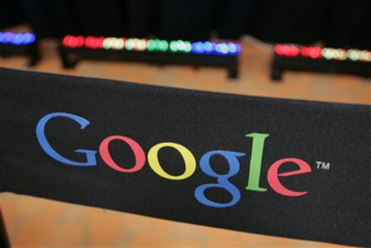 FILE - This Sept. 2, 2008 file photo shows the Google logo on a chair at the company's headquarters in in Mountain View, Calif. Google Inc. on Wednesd...