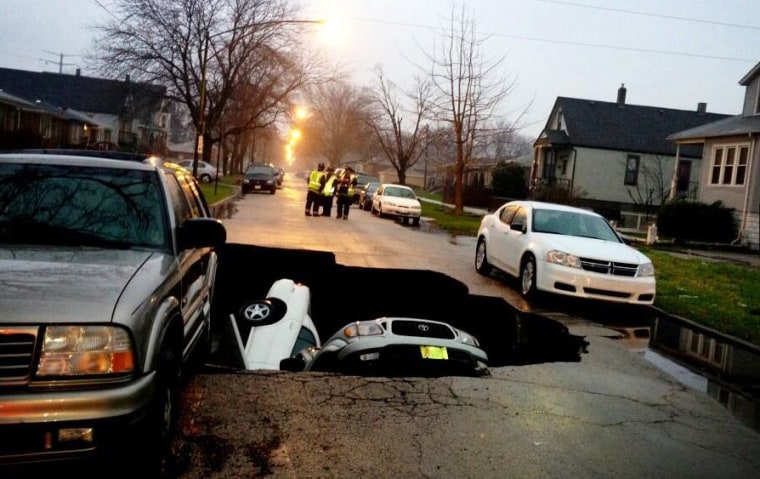 A sinkhole in Chicago at 96th and Houston.
