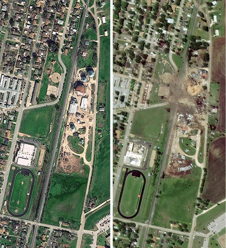 Satellite images show West, Texas before and after fertilizer plant