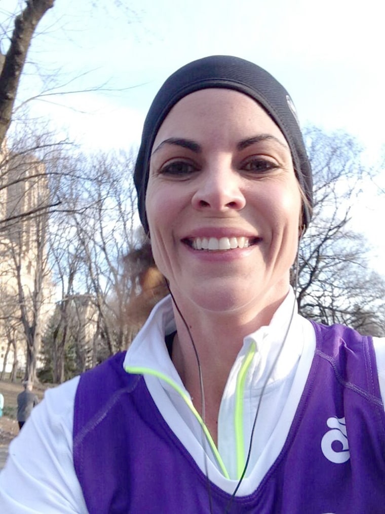 \"A selfie at the midway point if the #NYCHalf ...Great cause @alzassociation  and lots of fun with the team,\" Natalie tweeted.
