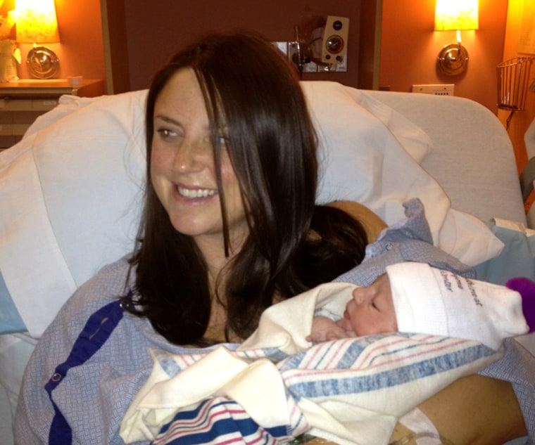 Courtney Hazlett and new daughter Sawyer.