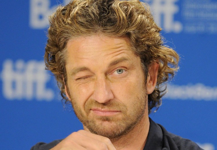 Actor Gerard Butler, pictured in September in Toronto, got a serious scare surfing off the Northern Califronia coast on Sunday.