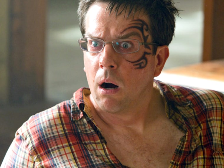 A face tattoo on Ed Helms' character Stu Price spurred an earlier lawsuit against the makers of \"The Hangover Part II.\"