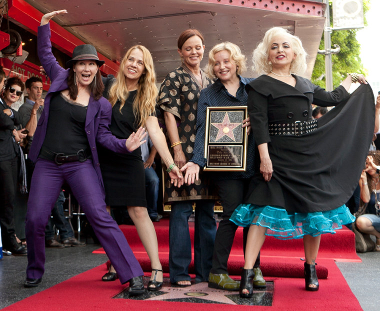The Go-Go's in Hollywood, Calif., on Thursday, from left, Kathy Valentine, Charlotte Caffey, Belinda Carlisle, Gina Schock and Jane Wiedlin.