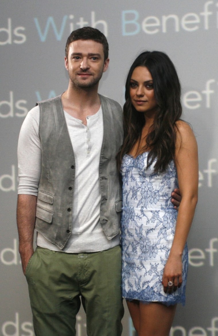 Justin Timberlake and Mila Kunis promote their new movie \"Friends With Benefits\" in Cancun, Mexico, on Thursday, July 14.