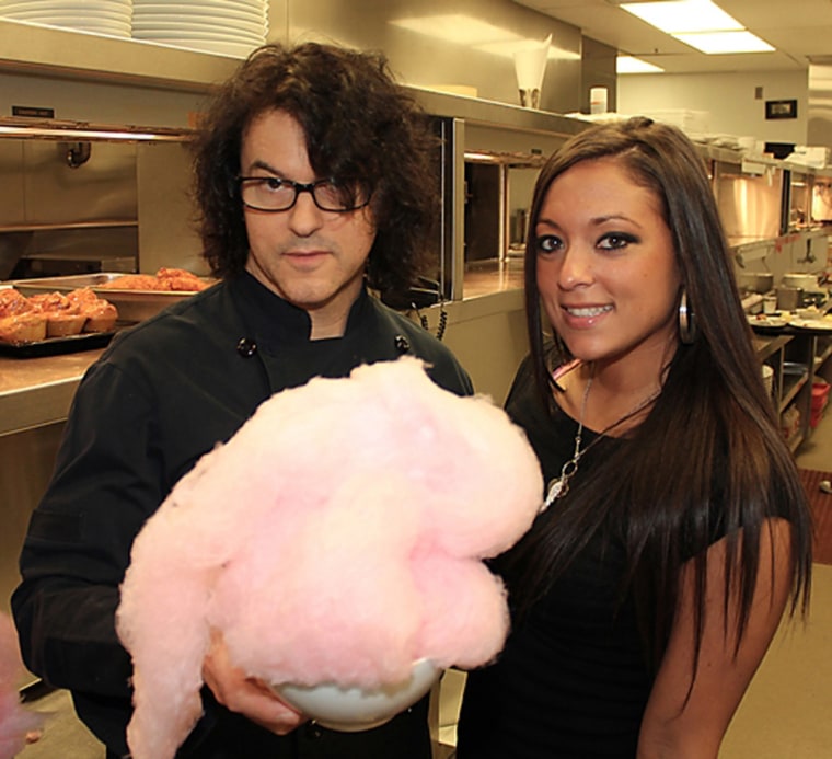 Sammi \"Sweetheart\" Giancola, right, and chef Kerry Simon made cotton candy.