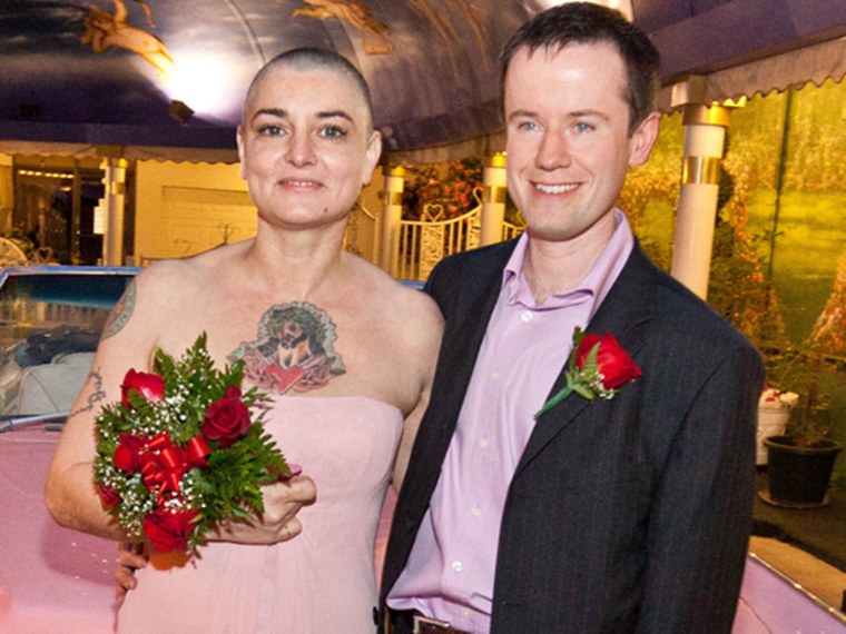 Sinead O'Connor married Barry Herridge on her 45th birthday at A Little White Wedding Chapel drive-thru in Las Vegas on Dec. 8.