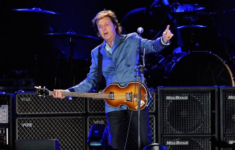 Paul McCartney performs at Wrigley Field in Chicago on July 31.
