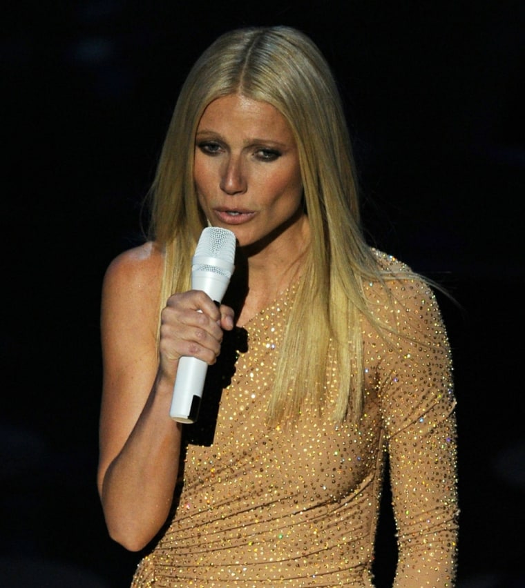 Gwyneth Paltrow performs at the Academy Awards on Feb. 27.