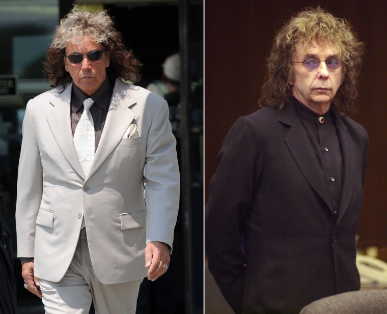 Al Pacino, left, on the set of the upcoming Phil Spector biopic, and the legendary record producer.