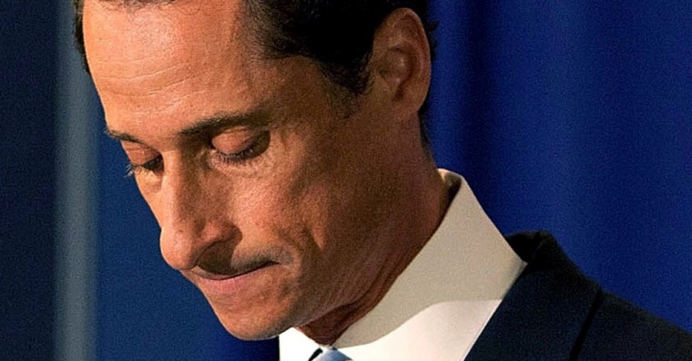 Rep. Anthony Weiner (D-NY) at a news conference after admiting to sending a lewd Twitter photo of himself to a woman.
