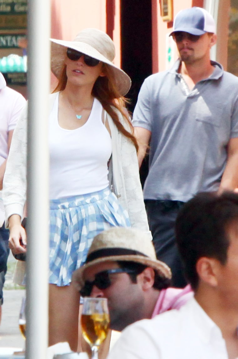 Actor Leonardo DiCaprio, right, and actress Blake Lively are spotted in Portofino, Italy.