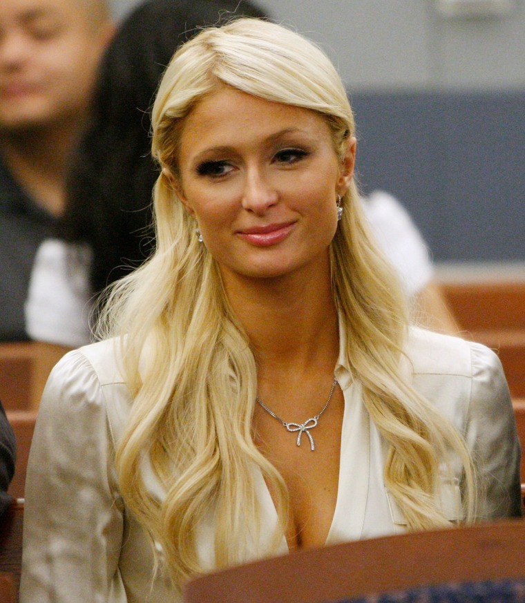 Paris Hilton appears in court at the Clark County Regional Justice Center in Las Vegas on Monday.