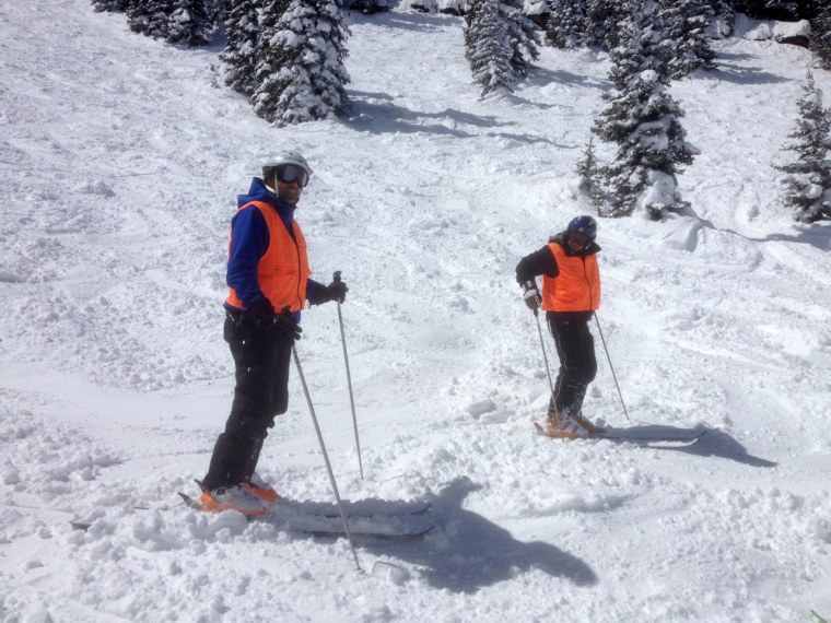 Ulrich and Weihenmayer use audible cues to maneuver the slopes.