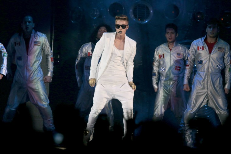 Justin Bieber onstage in Oslo, Sweden.