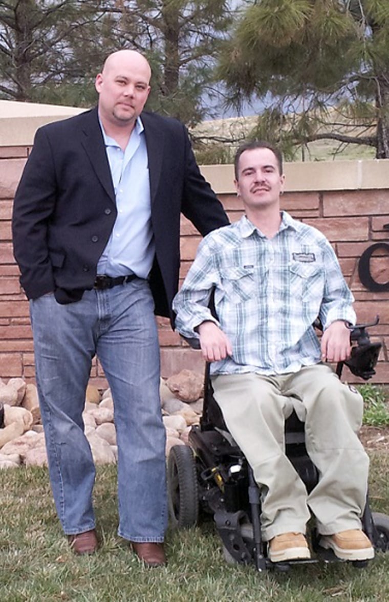 Attorney Michael D. Evans and client Brandon Coats, who was fired from his job at Dish Network in 2010 for smoking medical marijuana off the clock.
