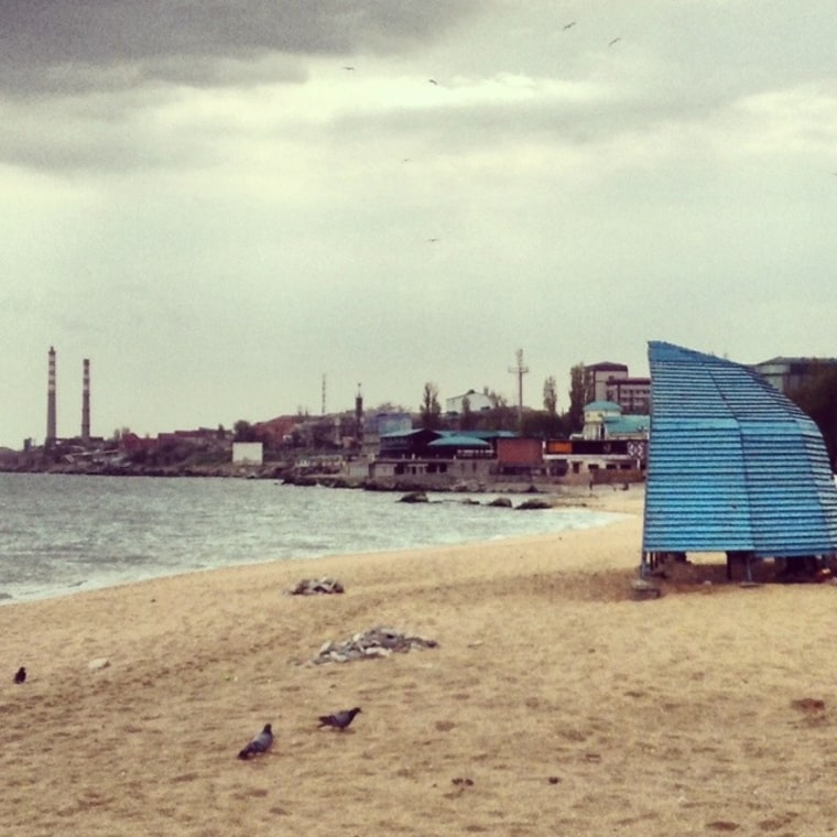 The beach in Makhachkala, Russia, the port city in Dagestan Tsarnaev spent several months in 2012. Its economy is growing rapidly and corruption is rife.