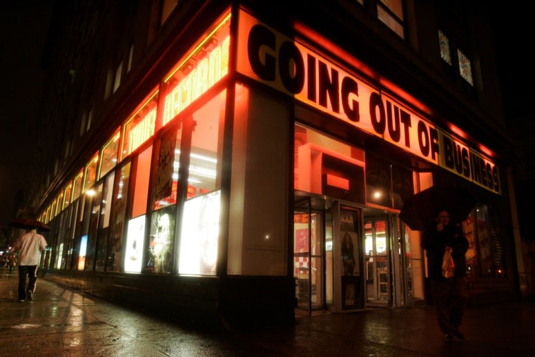 A shopper leaves the Tower Records store on Broadway in lower Manhattan Wednesday, Oct. 11, 2006 in New York. A federal bankruptcy judge in Wilmingto...