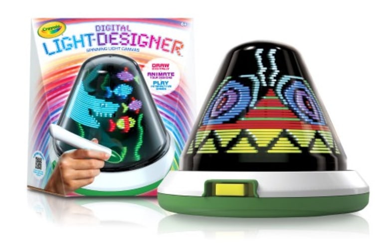 The Crayola Digital Light Designer lets kids draw  lights on a cone-shaped surface with a special electronic pen.