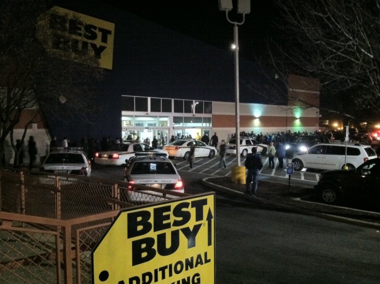 Lines formed at the Best Buy in Wheaton, Md., and police were on hand to keep things moving smoothly.