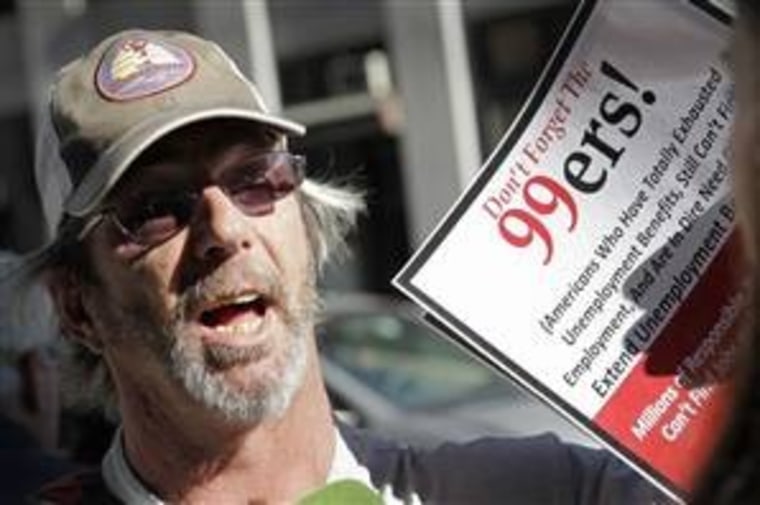 Jerome Favano of Lakewood, N.J., protested this week in favor of extending jobless benefits.