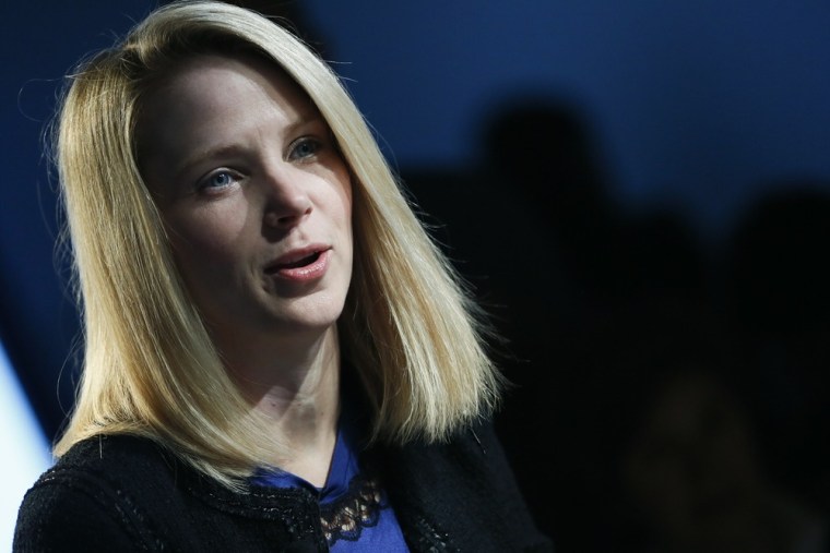 Yahoo Inc Chief Executive Marissa Mayer attends the annual meeting of the World Economic Forum (WEF) in Davos in this January 25, 2013, file photo.