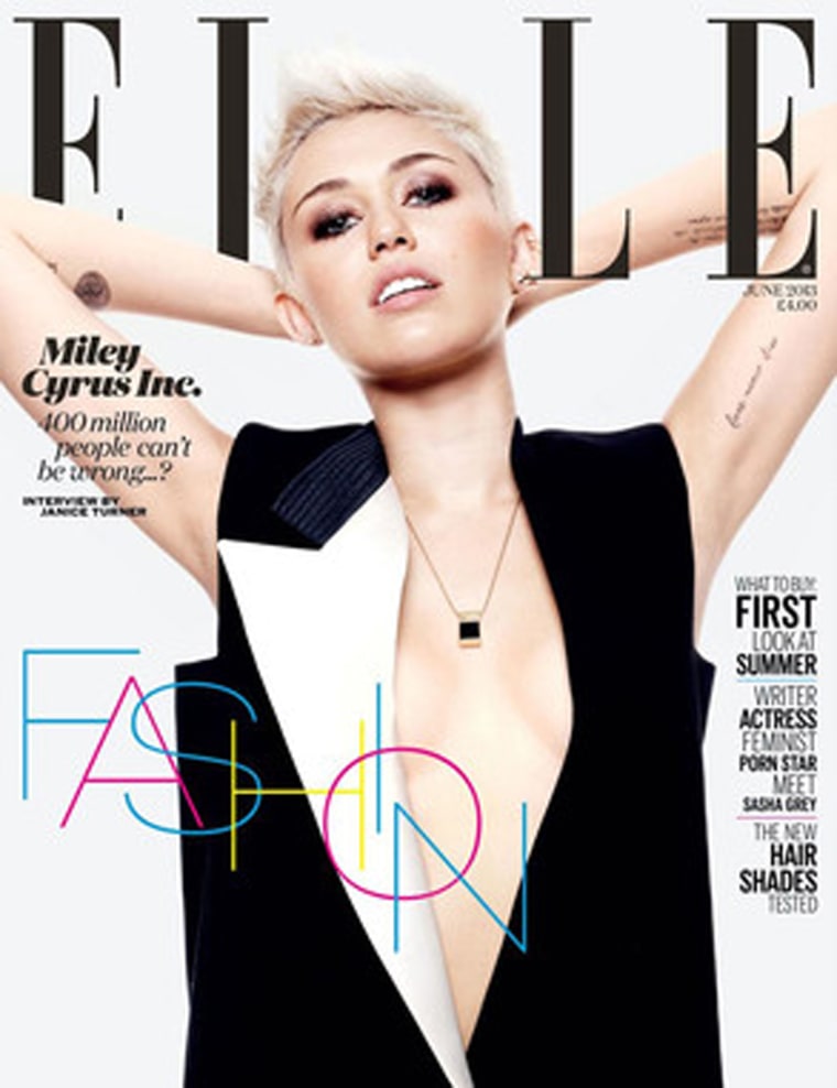 IMAGE: Miley Cyrus on the cover of ELLE UK.